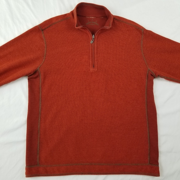 Tommy Bahama Men Reversible Sweater Half-zip Pullover Casual Sweater Orange XL - Picture 9 of 10